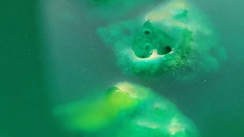 Bubble breaks on green toxic mucus water with bubbles background Stock Footage 121029708