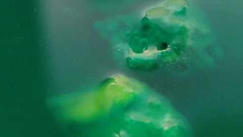 Bubble breaks with selective focus on green toxic mucus water with bubbles Stock Footage 121029713