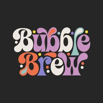 Bubble Brew Colorful Bubble Letter Illustration on Dark Background 스톡 일러스트