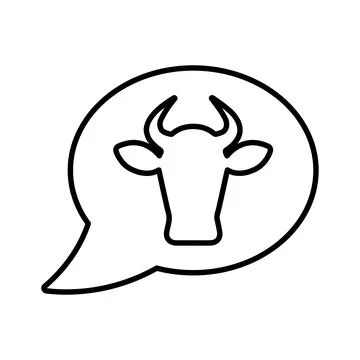 Bubble, bull, cloud, cow, message outline icon. Line art design. Stock Illustration