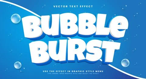 Bubble Burst 3d editable text effect Template Illustrazione stock