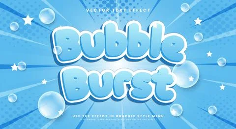 Bubble Burst 3d editable vector text effect Template Stock Illustration