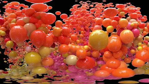 Bubble Burst - orange red foaming balls balloons spheres explosion alpha channel Stock Footage 147482197