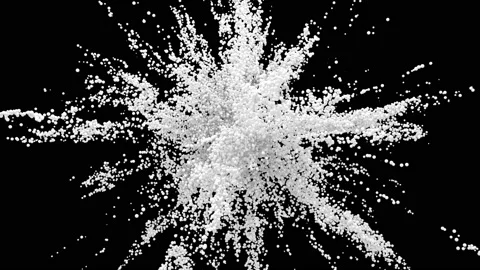 Bubble Burst - white foaming balls balloons spheres explosion alpha channel Stock Footage 146483397