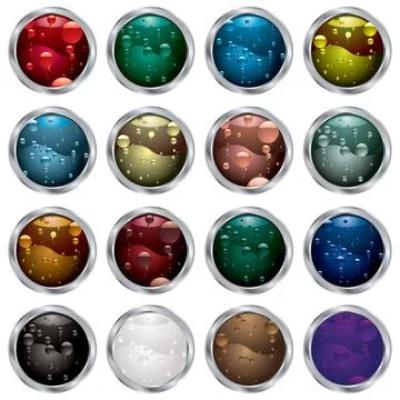 Bubble button bevel collection of twelve buttons with bubble fluid fills C... Foto stock