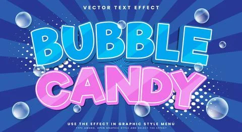 Bubble Candy 3d editable text effect Template Illustrazione stock