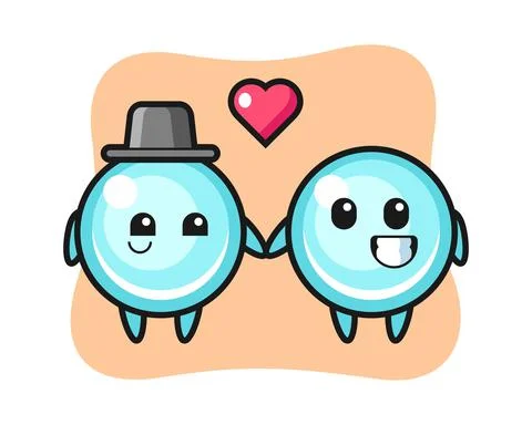 Bubble cartoon character couple with fall in love gesture Stock Illustration