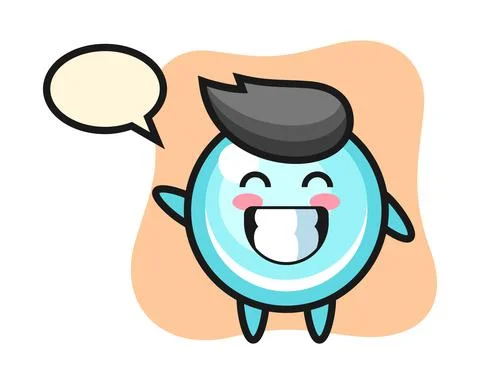 Bubble cartoon character doing wave hand gesture Stock Illustration