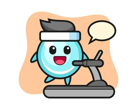 Bubble cartoon character walking on the treadmill Stock Illustration