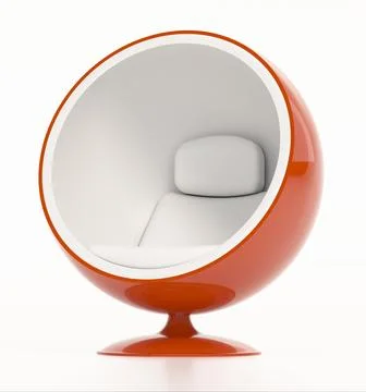 Bubble chair isolated on white background. 3D illustration Ilustração Stock