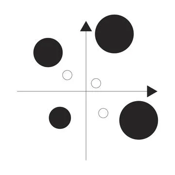 Bubble chart with axis 2D line object 库存插图