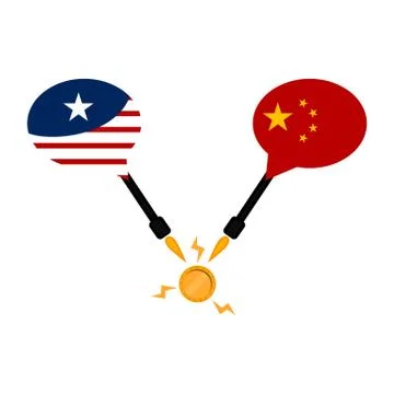 Bubble chat with flags of United States and China Stock Illustration