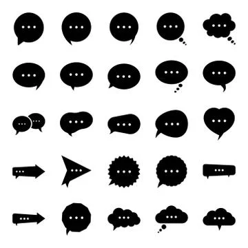 Bubble Chat Glyph Icons Pack Stock Illustration