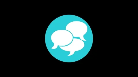 Bubble chat icon cyan color simple shape circle animation black background Vídeo Stock 279098079