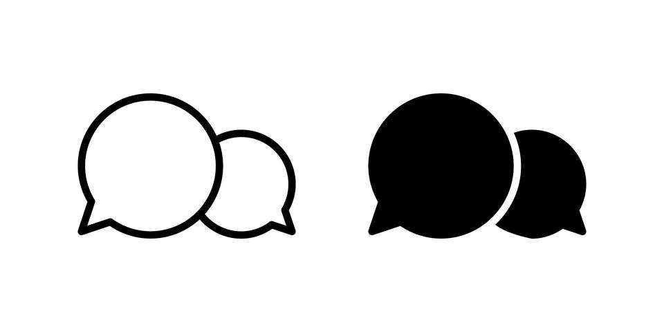 Bubble Chat Icon Set. A black icon of chat bubbles, representing messaging .. Stock Illustration