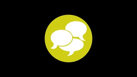 Bubble chat icon yellow color simple shape circle animation black background Stock Footage 279098098
