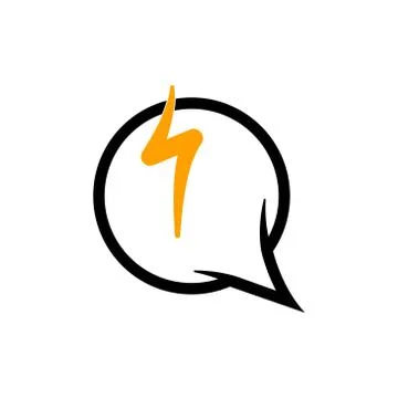 Bubble chat lightning vector graphic design illustration Illustrazione stock