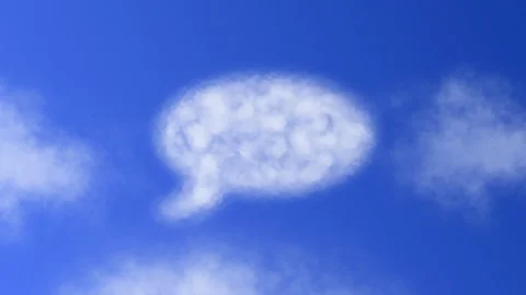 Bubble Chat Symbol with Cloud Effect Symbol Animation on Blue Sky Stock Footage 227154135