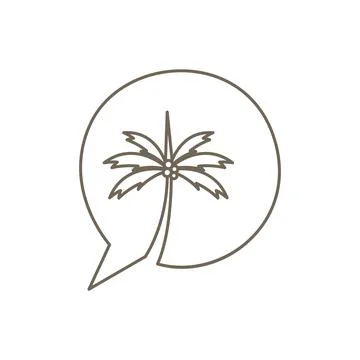 Bubble chat talk with coconut tree logo design, vector graphic symbol icon .. Illustration