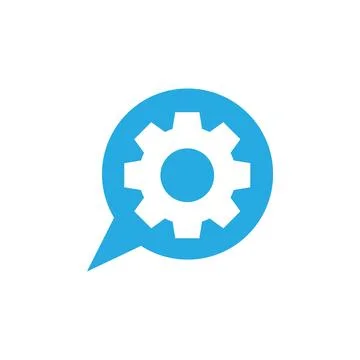 Bubble chat talk with gear services logo design vector graphic symbol icon .. Stock Illustration