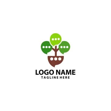 Bubble chat tree logo logo design vector Stock Illustration