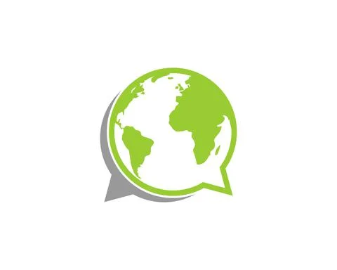 Bubble chat with world map inside Illustrazione stock