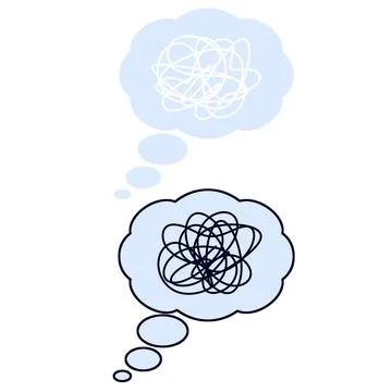 Bubble cloud tangled thinking. Illustrazione stock