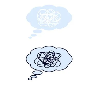 Bubble cloud tangled thinking. Illustrazione stock