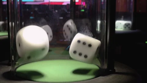Bubble craps dice bouncing in chamber at casino 4k Video stock 342777223