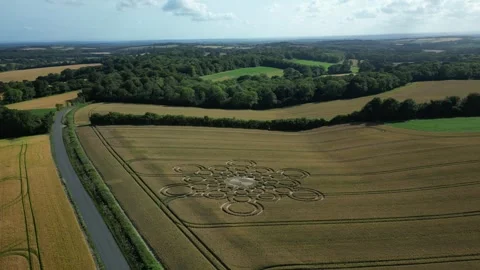 Bubble Crop Circle Gorgeous Drone View, Beauworth, Hampshire, 9th July 2023, 4K Stock Footage 265718678