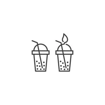 Bubble drink, natural tea. Vector outline icon template Illustrazione stock