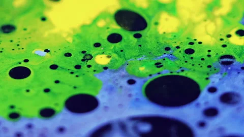 Bubble emulsion fizz texture neon yellow blue ink 스톡 동영상 278955408
