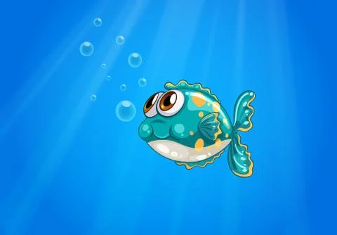 A bubble fish under the sea Stock Illustration