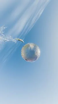 A bubble floating in the air with a sky background Stock Photos