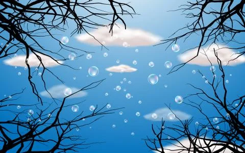 Bubble floating on the blue sky in daytime Stock Illustration