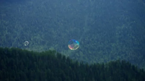 Bubble Floating Over Mountain Forest Stock Footage 280333882