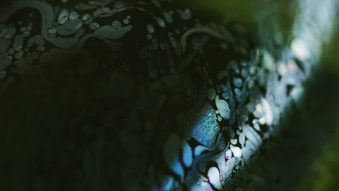 Bubble fluid oil liquid mix blue green ink flow Video stock 261427403