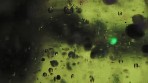 Bubble fluid oil texture ink water drop green gel Video stock 268746533