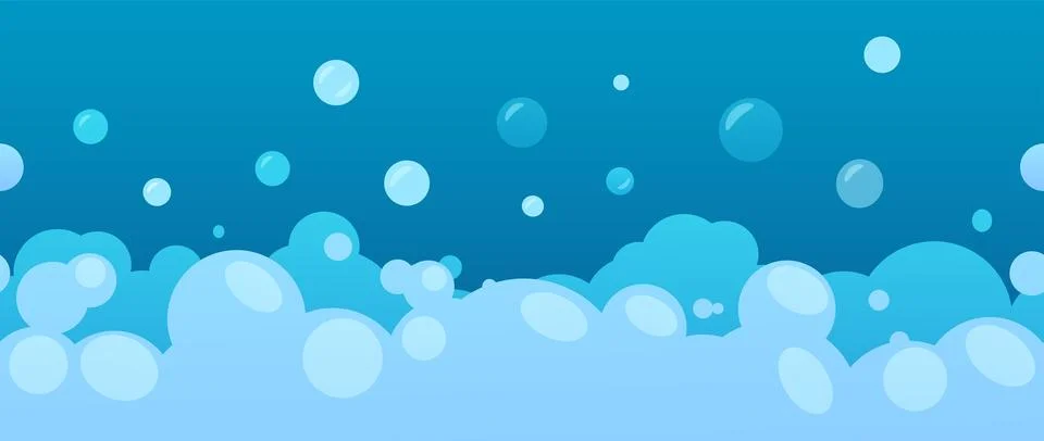 Bubble foam, shower soap pattern. Soda wash or bath shampoo, sea water, clean 스톡 일러스트