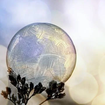Bubble Frozen soap bubble with a unique pattern created by frost Copyright... Stock Photos