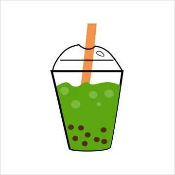 Bubble green tea isolated. Bubble matcha tea. Vector illustration. Stock Illustration