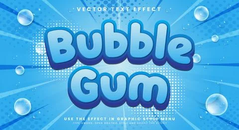 Bubble Gum 3d editable text effect Template Stock Illustration