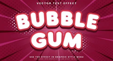 Bubble Gum 3d editable text effect Template Illustrazione stock