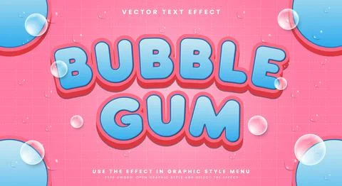 Bubble Gum 3d editable text effect Template Illustrazione stock