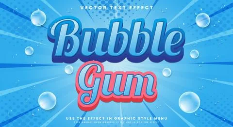 Bubble Gum 3d editable text effect Template Stock Illustration