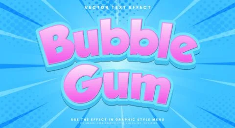 Bubble Gum 3d editable text effect Illustrazione stock