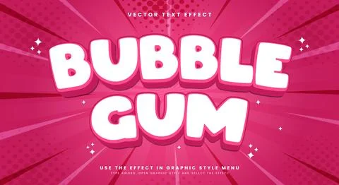 Bubble Gum 3d editable text effect Template Stock Illustration