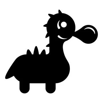 Bubble gum blowing cute dinosaur icon black color vector illustration image.. Stock Illustration