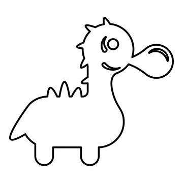 Bubble gum blowing cute dinosaur contour outline line icon black color vect.. Stock Illustration
