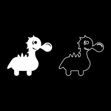 Bubble gum blowing cute dinosaur set icon white color vector illustration i.. Stock Illustration